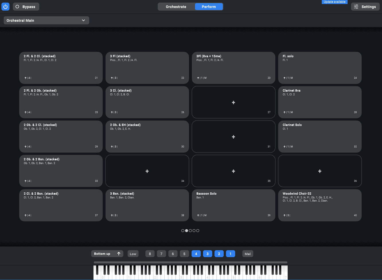 Organize your orchestrations on the perform page.