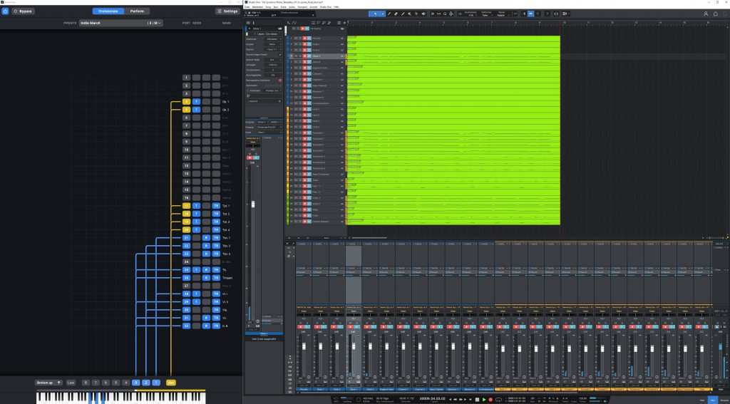 A screenshot of Studio One and Divisimate recording multiple tracks of MIDI data